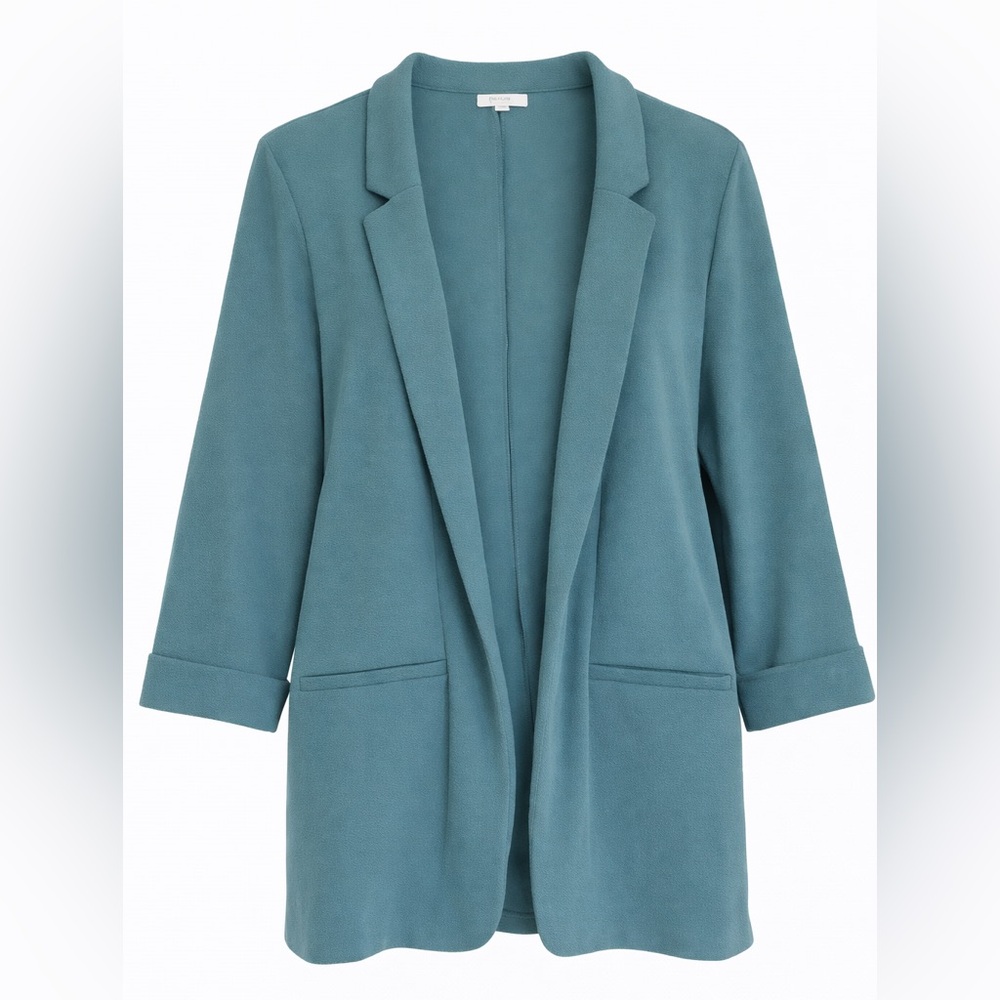 Maurices Teal Open-Front Blazer | Size‎ L | Roll Sleeve Jacket